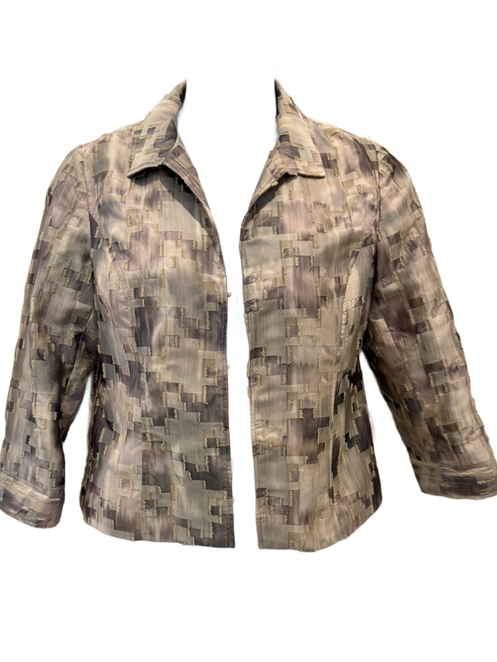 Chico's Taupe Patterned Blazer Jacket. 1/US Medium